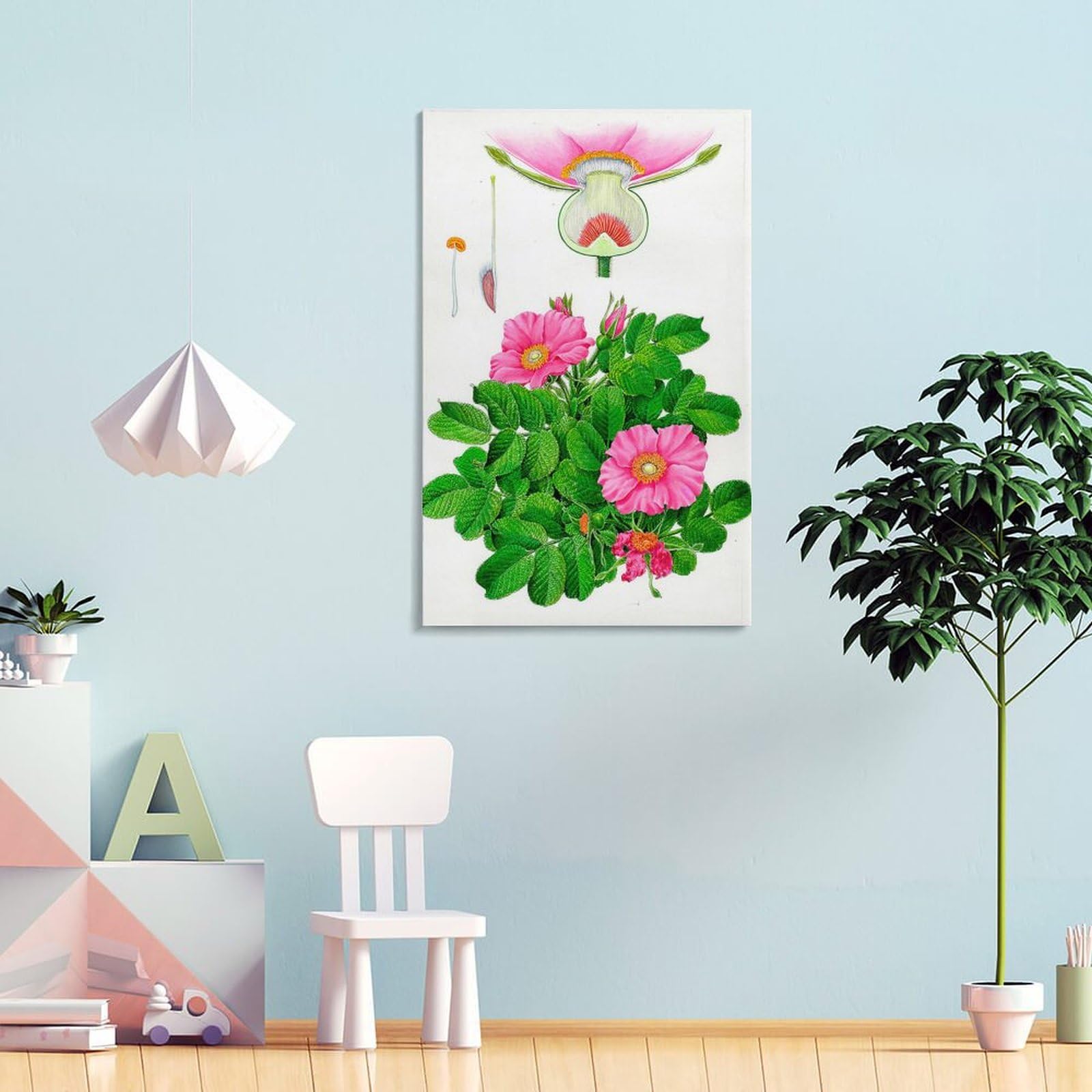 Amazon.co.jp: 水彩画 植物細密画「ハマナス」 ホーム装飾 アート